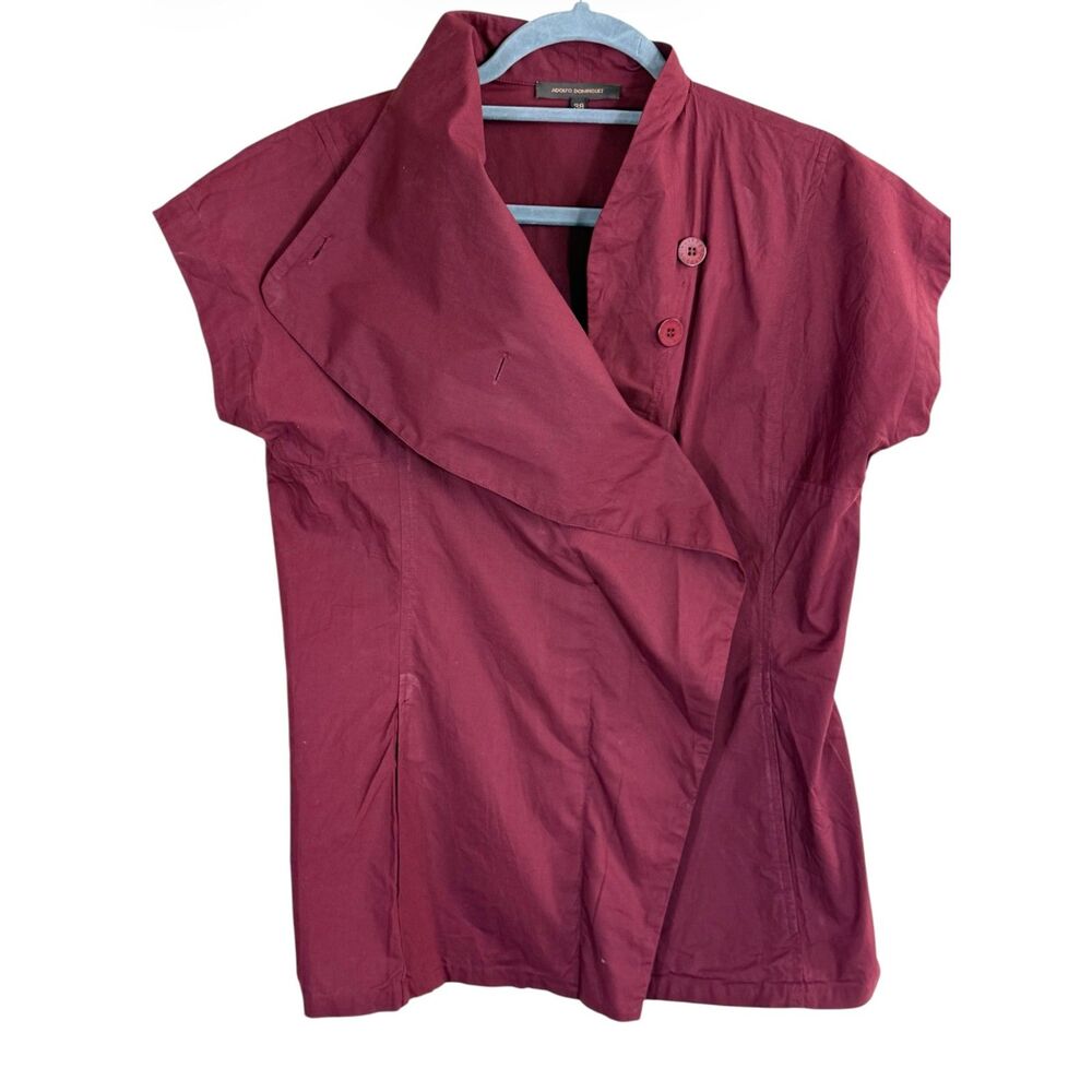 Adolfo Dominguez Burgundy Wrap Collared Top Size US 4